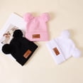 thumbnail image 4 of 1pc Children's Knitted Hat With Two Pompoms,ï¼šâ€œminiâ€ Fashion Multi-Color Optional Warm Beanie Hat Suitable For Daily Outdoor Play Blue One Size, 4 of 5