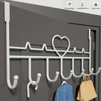 Over Door Hooks, Heavy Duty Over the Door Hooks for Hanging Clothing, Rust Resistant Over Door Coat Hooks,Bathroom Door Hanger for Coats, Jackets, Purses, Bags, Clothes, Towels, - 7 Hooks (White)