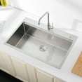 thumbnail image 3 of Izzovium 30"x22" Single Bowl Stainless Steel Kitchen Sink, Overmount Brushed Gray with Cutting Board & Colander, 20 Gauge 304 Steel, Sound Absorbing & Drain Grooves, 3 of 12