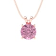 thumbnail image 2 of 1.0 ct Brilliant Round Cut Solitaire VVS1 Genuine Pink Zircon Solid 14k Pink Rose Solid Gold Everyday Affordable Designer Necklace Pendant with 16" Solid Gold Chain by Clara Pucci, 2 of 7