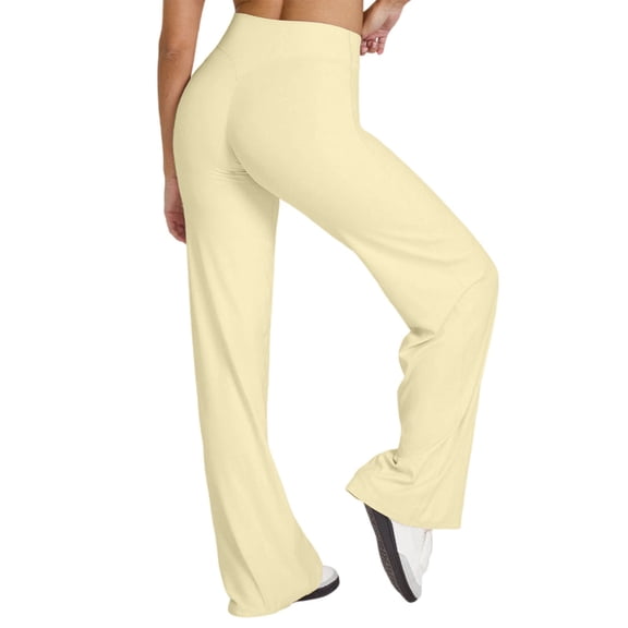 Ediodpoh High Waist Casual Pants with Lifting Yoga Pants Women Soft Stretchy Comfy Trousers for Gym Workout Athletic Wear Yellow XS