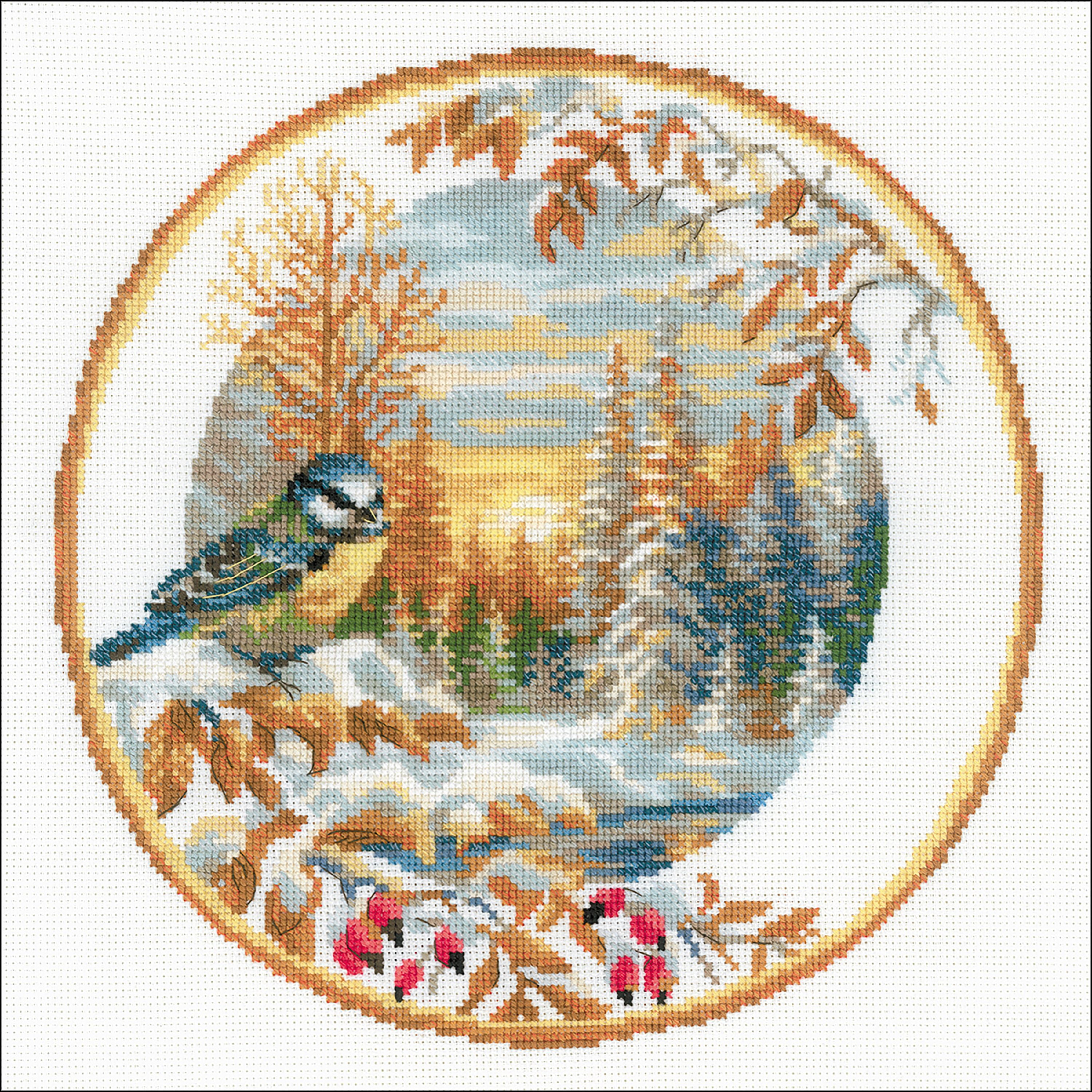 RIOLIS Counted Cross Stitch Kit 11.75"X11.75"-Plate With Oriole (14