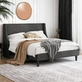 thumbnail image 3 of Einfach Queen Size Platform Bed Frame with Wingback Headboard, Dark Grey, 3 of 6