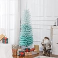 thumbnail image 2 of HOMCOM 5' Pencil Christmas Tree, Slim Artificial Xmas Tree with Realistic Branches, Metal Stand, Gradient Blue, 2 of 8