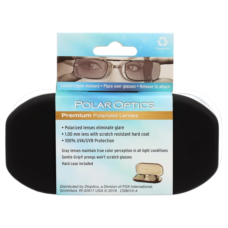Polar Optics Clip-On Rectangle Sunglasses, Gunmetal photo 2