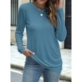 thumbnail image 5 of Long Sleeve Shirts for Women Tunic Tops for Women Loose Fit Dressy Crew Neck Pullover Basic Sweaters for Women Blue XL, 5 of 8