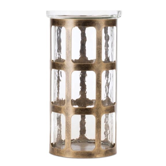 Melrose International LLC Candle Holder 5"D x 9.5"H Iron/Glass