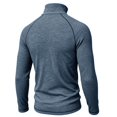 thumbnail image 5 of TOUMENY Men Half Zip Sweater Long Sleeve Slim Casual Knit Pullover Stand Collar Solid Raglan Fall Winter Workout Tops Blue L, 5 of 6