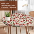 thumbnail image 3 of Red Strawberry Round Tablecloth 45-54 Inch Round Fitted Table Cloth with Elastic Edge, Country Fruit Summer Retro Tropical Waterproof Table Cover Protector for Outdoor Picnic Party Dining, 3 of 6