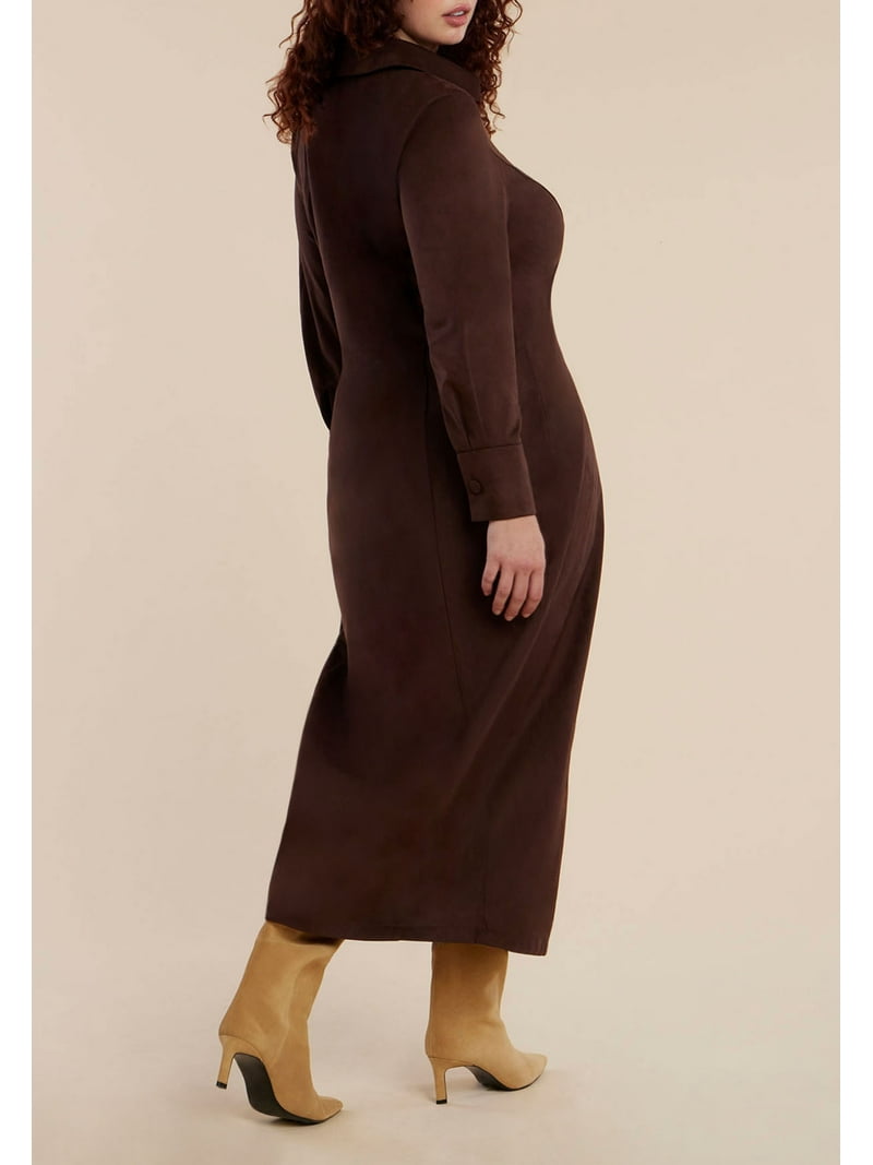 brown suede dress plus size SUEDE BADDIE DRESS  Toren 12