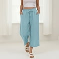 thumbnail image 6 of yillto Capri Pants for Women High Waisted Wide Leg Casual Lounge Pant Summer Capris with Pockets, 6 of 7
