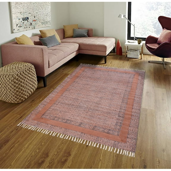 Casavani Handmade Bedroom Area Rug Boho Kilim, Brown 2x3 feet