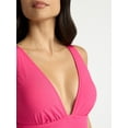 thumbnail image 5 of Time and Tru Women’s and Women’s Plus Ribbed Plunge One Piece Swimsuit, Sizes XS-2X, 5 of 6