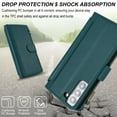 thumbnail image 2 of for Samsung Galaxy S22 Crossbody Wallet Case, RFID Blocking Case Wallet with Card Slots, Fashion PU Leather Magnetic Clasp Zipper Wrist Strap Phone Cover for Samsung Galaxy S22, Green, 2 of 11