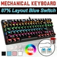 thumbnail image 3 of USB Wired Mechanical Keyboard,87 Key RGB Backlit Keyboard,Suspend Keycap,Sense of Paragraph Gaming Keyboard for Office Games, 3 of 4