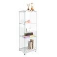 thumbnail image 5 of Glass Display Cabinet with LED Lights, 1-Door 3-Shelf, White - Living Room & Bedroom Showcase - Tempered Glass, Quick Assembly, 5 of 8