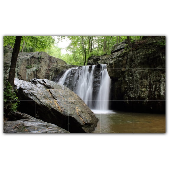 Picture-Tiles.com: Waterfalls Ceramic Tile Wall Mural WAL501120-53S. 21.25"W x 12.75"H using (15) 4.25" x 4.25" Ceramic Tiles-Satin Finish