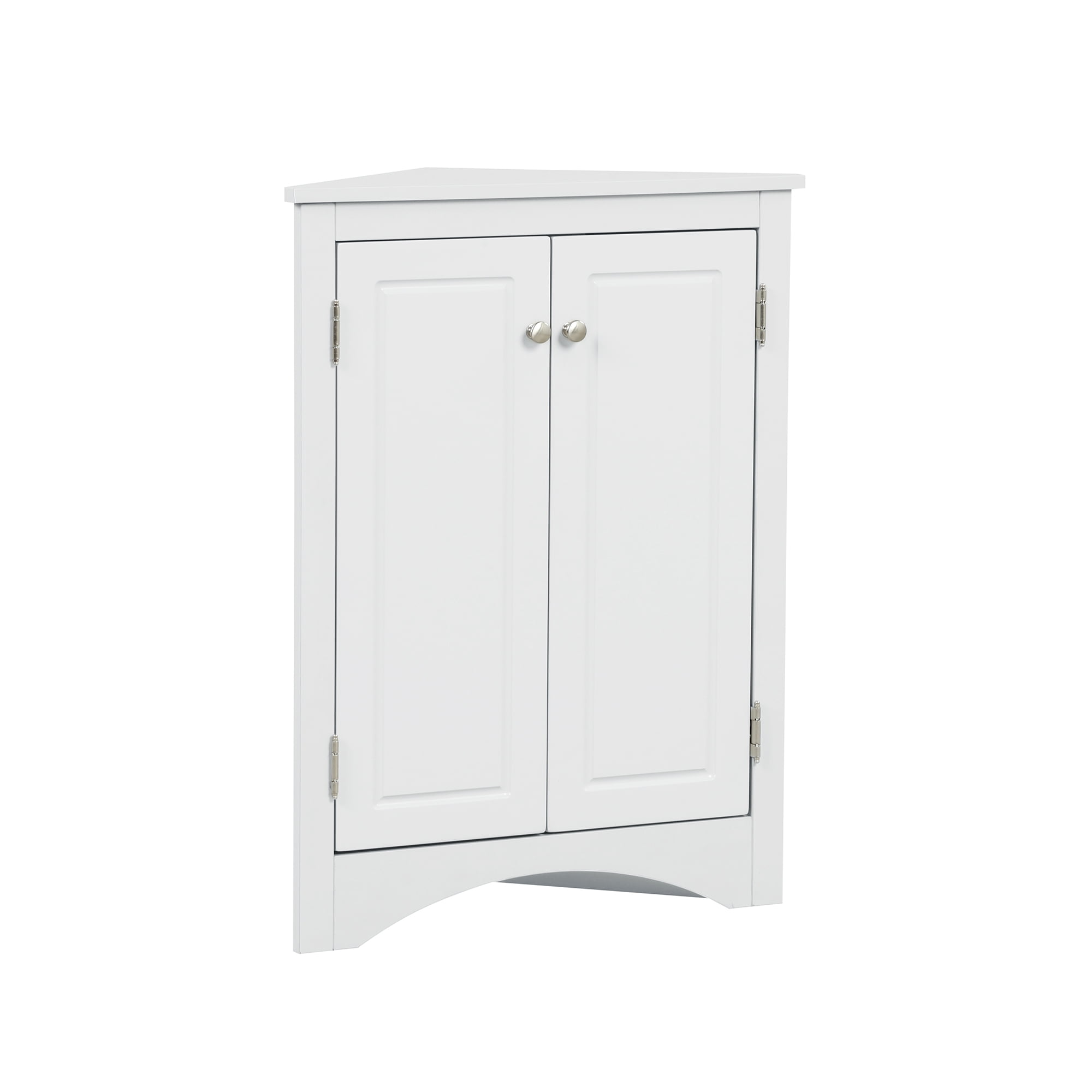 Bellemave Modern Triangle Bathroom Corner Cabinet, Bathroom Storage Cabinet with Adjustable Shelves, Freestanding Floor Cabinet for Bathroom, Living Room, Bedroom, Kitchen (White)