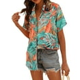 thumbnail image 4 of Avamo Women Summer Lapel Single Breasted Floral Print Shirts Hawaiian Style Casual Blouse Button Down Beach Tops, 4 of 4