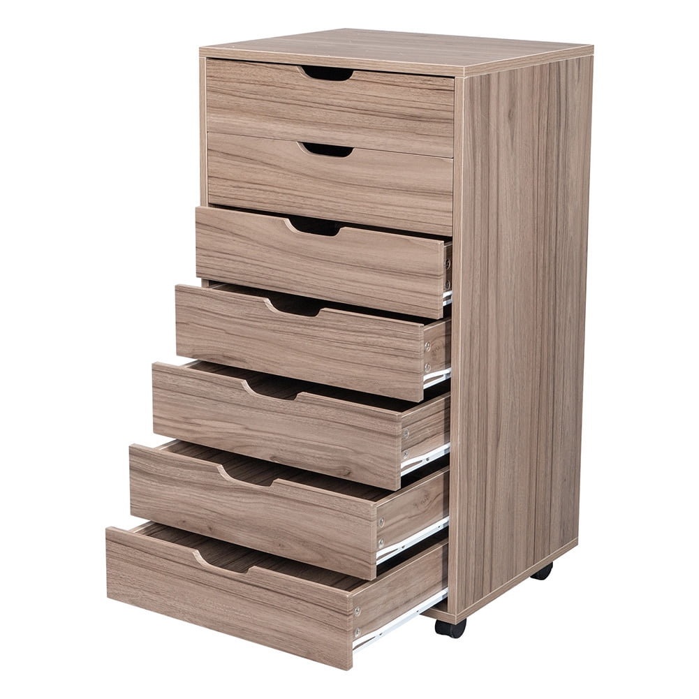 Kepooman File Cabinet, Wood Filing Cabinet with 7 Drawers, Mobile File Cabinet for Letter / Legal Size, Grey Oak Kepooman File Cabinet, Wood Filing Cabinet with 7 Drawers, Mobile File Cabinet for Letter / Legal Size, Grey Oak