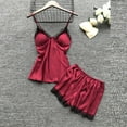 thumbnail image 4 of Women Silk Satin Pajama Set 4pcs Pajamas Lace Cami Top Shorts Nightgown Sleepwear Robe Sets Cute Satin Pjs Sets for Women, 4 of 4