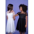 thumbnail image 6 of Oudiya Girls Contrast Mesh Short Sleeve Dress Puffy Casual A Line Party Black Dress for Kids 3-12Y, 6 of 7
