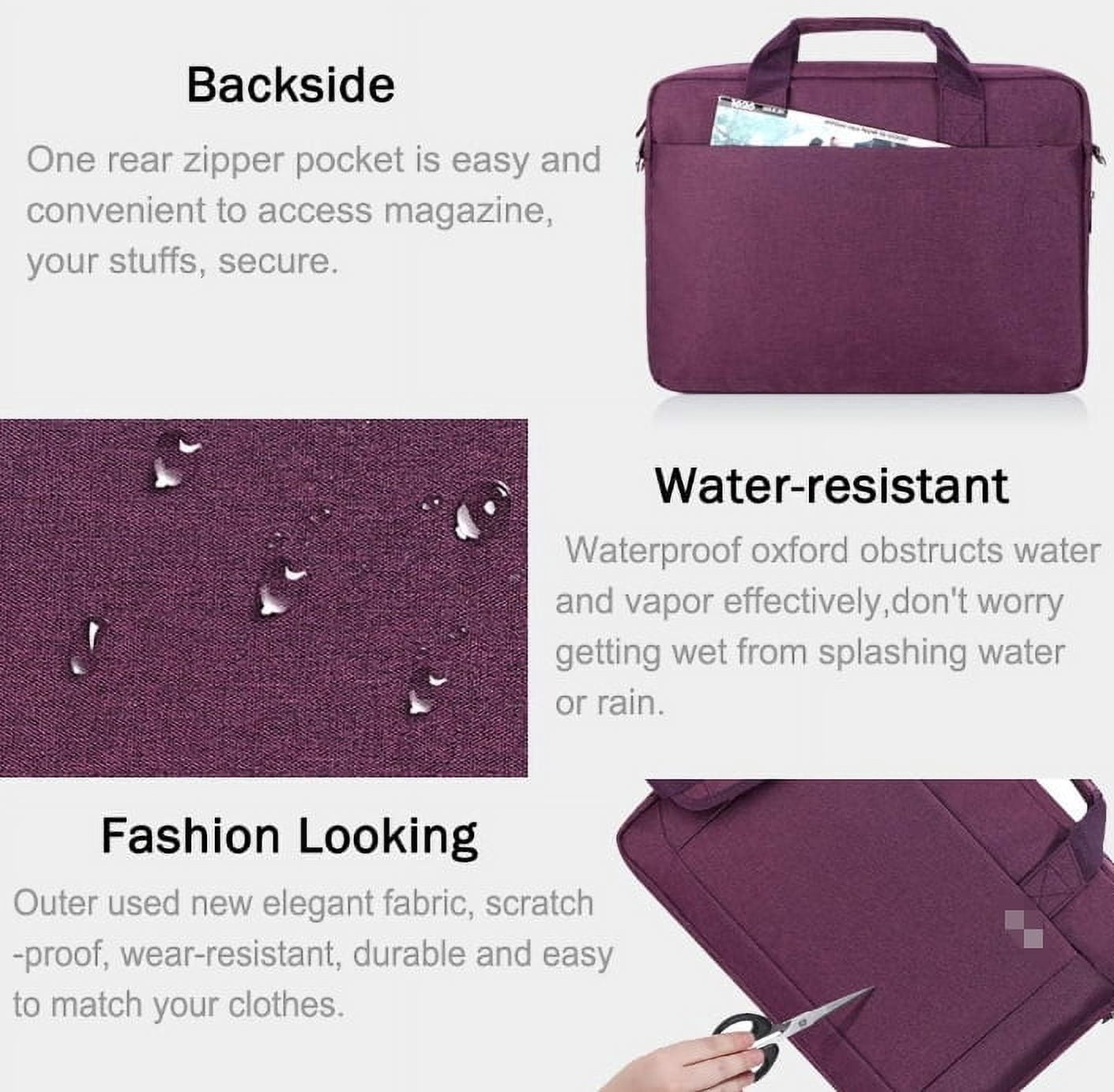 RKXQT Women's Expandable Waterproof Large Capacity Business Briefcase 17 17.3 Inch Messenger Bag Sleeve, Purple, 1-Piece