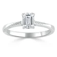 thumbnail image 2 of Spot Jewel 2.2 Ct Emerald Cut Lab Created Diamond Ring - 14k White Gold Over Diamond Engagement Ring - Diamond Wedding Gift for Bridesmaids - Silver Anniversary Ring for Women's, 2 of 6