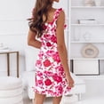 thumbnail image 4 of Gibobby Vestido de gasa de verano para mujer Vestido floral bohemio para mujer, estampado Sexy, informal, con cuello en V, fiesta, noche, verano, playa, vestido(Rosa caliente,G), 4 of 5
