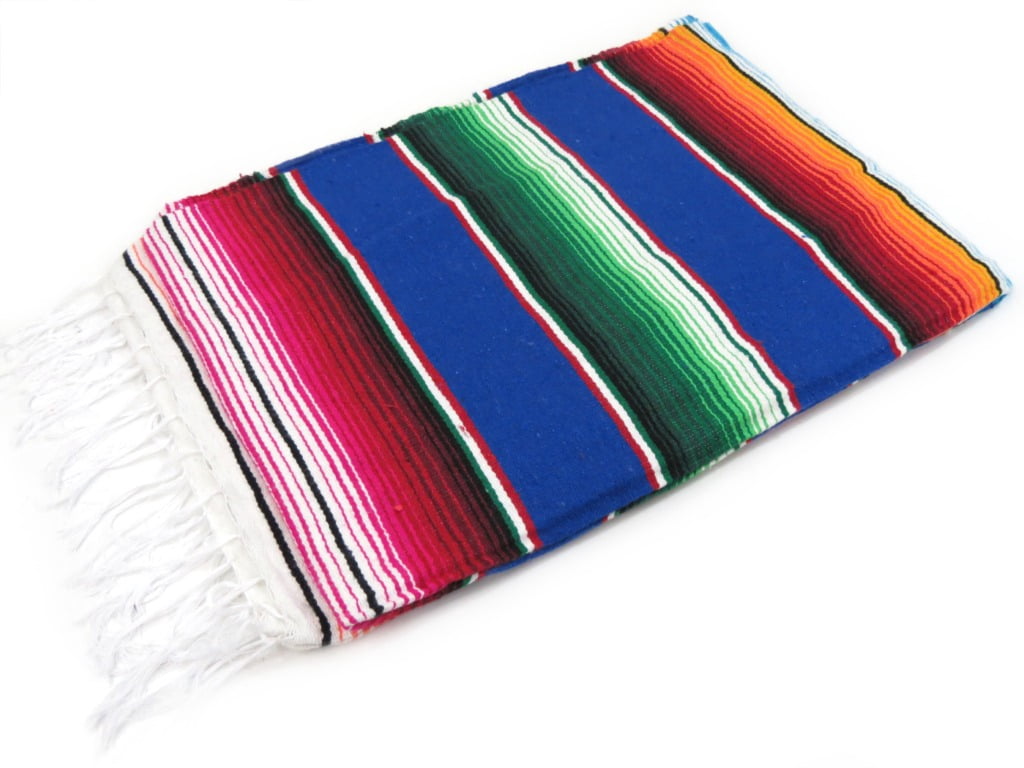 Mexican Serape Sarape Blanket XL 84" x 55" Royal Blue