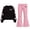 Watermelon Red1, variant on Lmnyox Cute Outfits for Girls 2 Pieces Bow Knot Pullover and Bell Bottom Pants Casual Clothing Sets