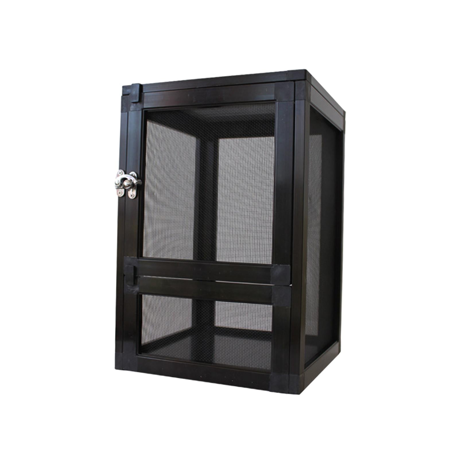 Reptiles Habitat Air Screen Cages Portable Reptile Tank Storage Breeding Box Reptile Cage for Frog Hedgehogs Transport Bearded Dragon Pet Black