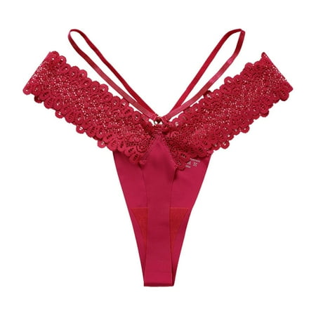 Mother Day Gifts Tawop Sexy Thongs for Women Red Lace Panties Sexy Ultra-thin Breathable Bow Thong Panties
