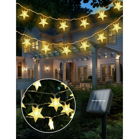

2-Pack 30 Star Solar String Lights Outdoor Waterproof Solar Outdoor Lights with 8 Lighting Modes Solar Globe Lights for Garden Tree Patio Party Christmas Decorations (Warm White)