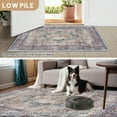thumbnail image 4 of 8'x10' Traditional Area Rugs for Living Room, Non-Slip Indoor Thin Carpet for Bedroom, Foldable Persian Medallion Rugs,Purple, 4 of 5
