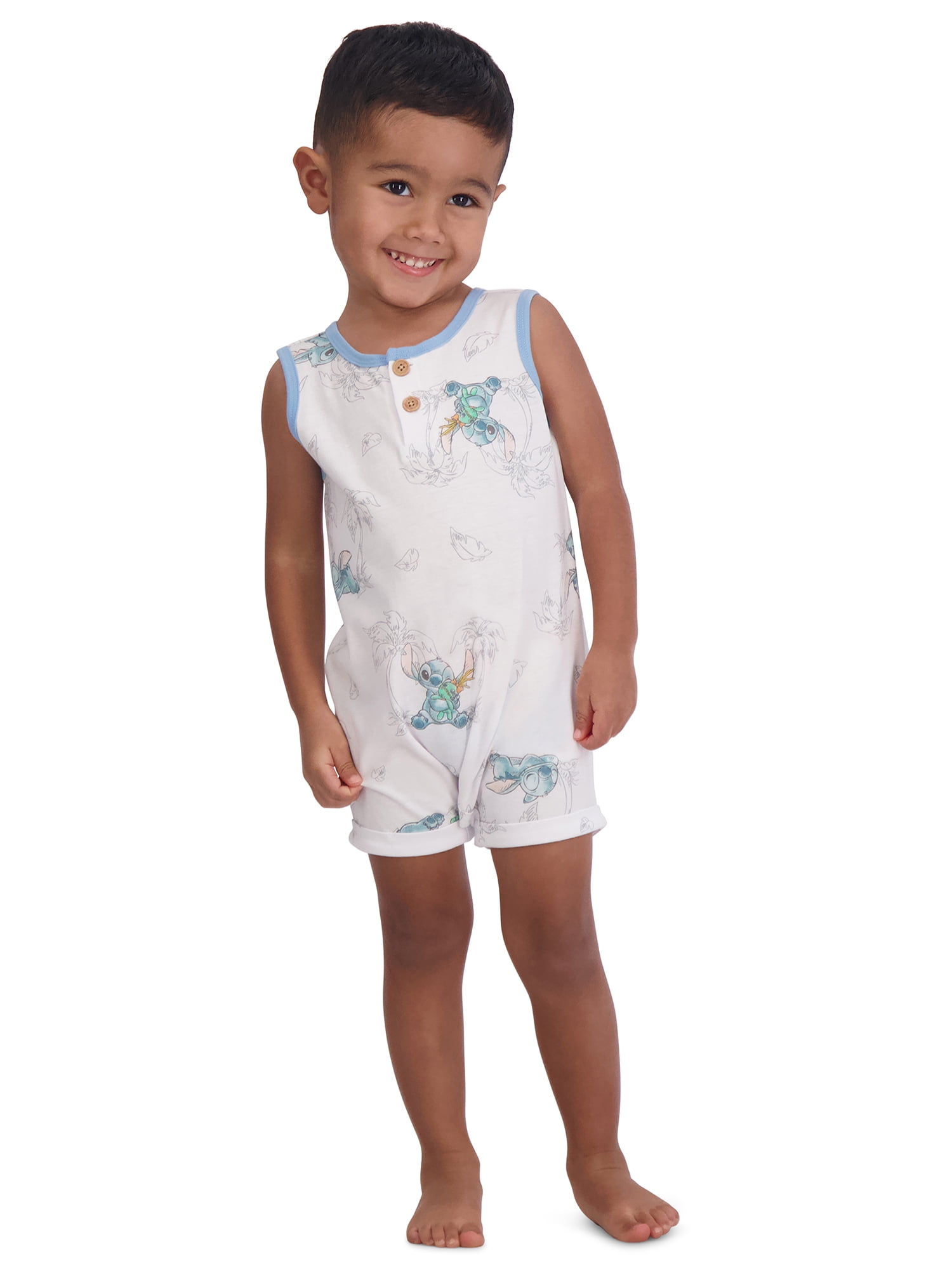 Stitch Baby Boys’ Short Sleeve and Sleeveless Romper Set, 2-Piece, Sizes 0/3M-24M