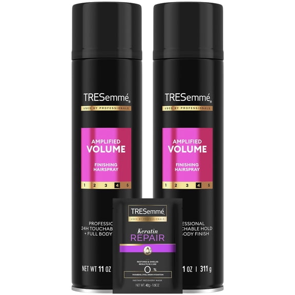 TRESemmé Hairspray, Total Volume, 2-Pack   Keratin Repair Hair Mask – Moisturizing Hair Spray, Anti-Frizz Hair Products (3 Piece Set)