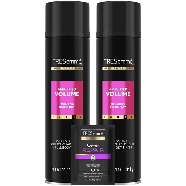 Hairspray TRESemmé Total Volume, paquete de 2 unidades y mascarilla reparadora de queratina