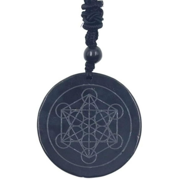 Shungite EMF Metatron Cube Necklace,Metatron Cube Necklace for Men Women,EMF Protection