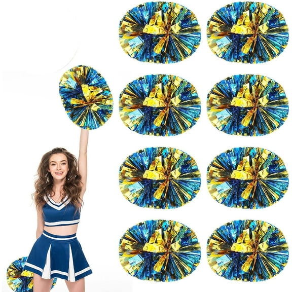 WE 8PcsMetallic Cheerleading Pom Poms, Cheerleader Pom Poms Sports Dance Cheer Plastic Pom Poms Cheerleading for Sports Team Spirit Cheering