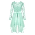 thumbnail image 4 of Manyakai Flower Girls High Low Formal Dress Kids Long Sleeve Sequin Lace Wedding Party Evening Gown Mint Green 6, 4 of 7