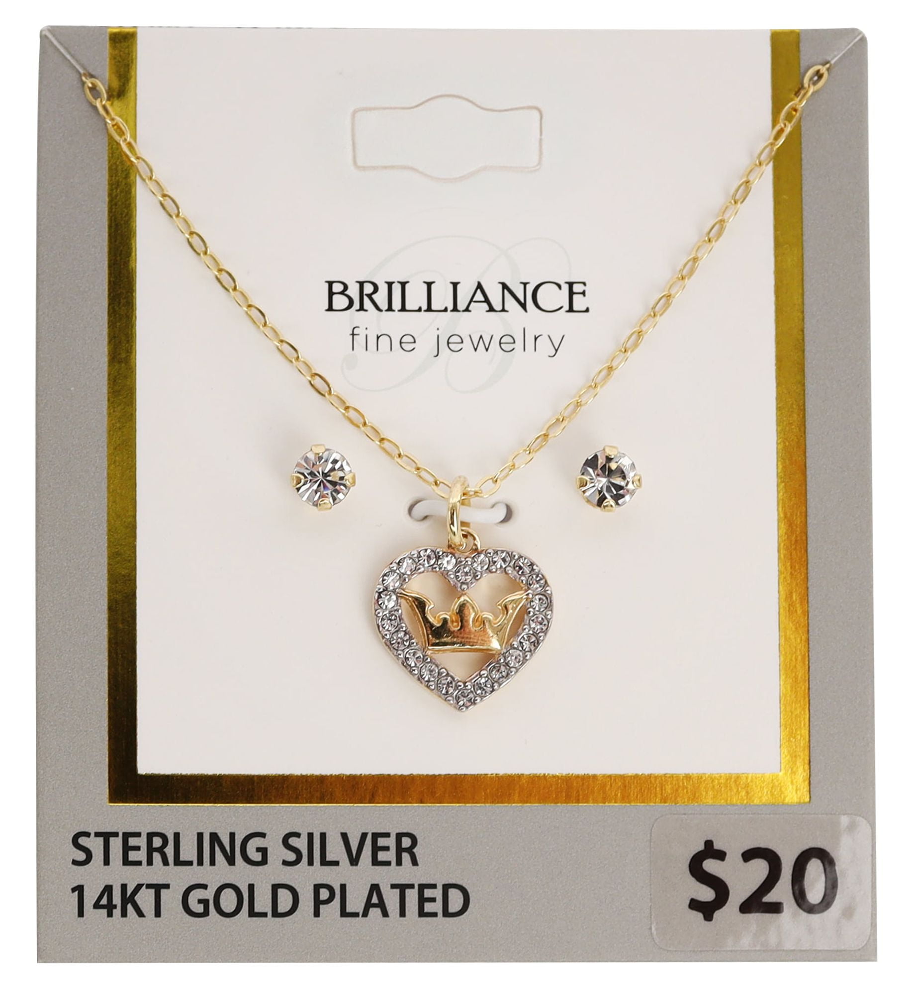 Brilliance Fine Jewelry 14K Gold Plated Sterling Silver Crystal
