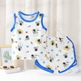 thumbnail image 2 of Caqnni Toddler Boys Girls Clothes Set Short Sleeve T-shirt Top Elastic Waist Pocket Elastic Shorts Solid 2Pcs Outfits Cartoon Print Summer Pjs Pajamas & Dailywear Set 3-4 Years,Dark Blue, 2 of 7