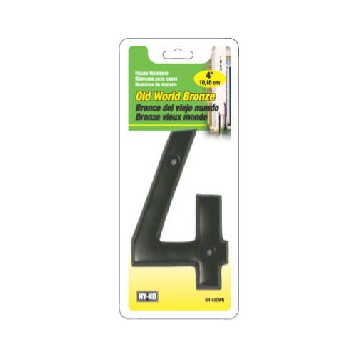 Hy-Ko Prestige Series 4 In. Oil Rubbed Bronze House Number Four BR-42OWB/4
