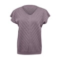 thumbnail image 6 of Short Sleeve Sweater for Women V Neck Trendy Summer Tops 2026 Beach Vacation Clothes Travel Business Casual Outfits Purple Pink XL, 6 of 8
