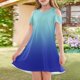 thumbnail image 2 of Teen Girls Dresses Gradient Cold Shoulder Dress Soft Breathable Fabric Perfect for Casual Summer Outings Sizes 4-12 ,Sie:110, 2 of 7