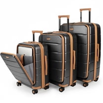 3 Piece Luggage Set,Hardside Expandable Front Opening Spinner Luggage with TSA Lock,Lightweight Hardshell Suitcase Set,20"/24"/28",Grey,CY2431