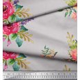 thumbnail image 2 of Soimoi Poly Georgette Fabric Leaves & Anemone Flower Print Sewing Fabric Yard 52 Inch Wide, 2 of 3