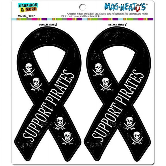 Pirates Skull Swords Support Ribbon Funny Automotive Car Refrigerator Locker Vinyl Magnet Set