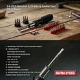 thumbnail image 3 of ULTRA STEEL 34PC Reversible Ratchet Wrench Driver Set with Bits and Sockets, CR-V Steel, Cushion Handle, Metric and SAE, 3 of 6
